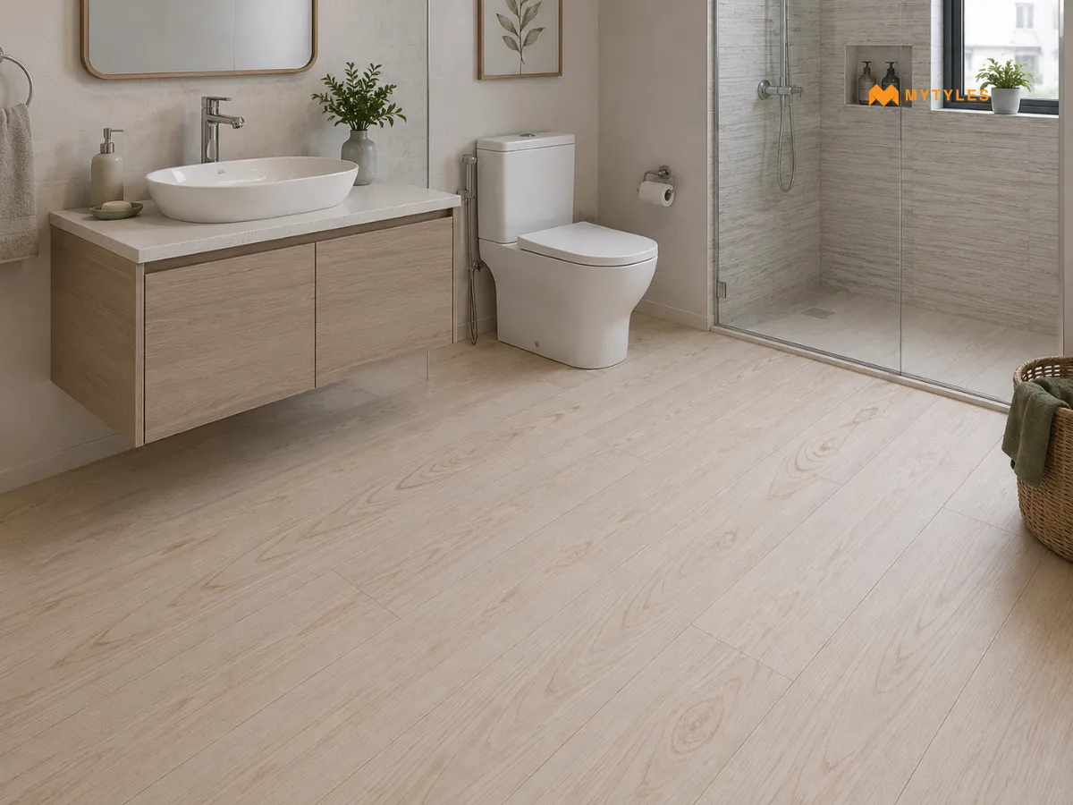 Greige Wooden Floor Tiles for Homes Mixing Warm and Cool Colours